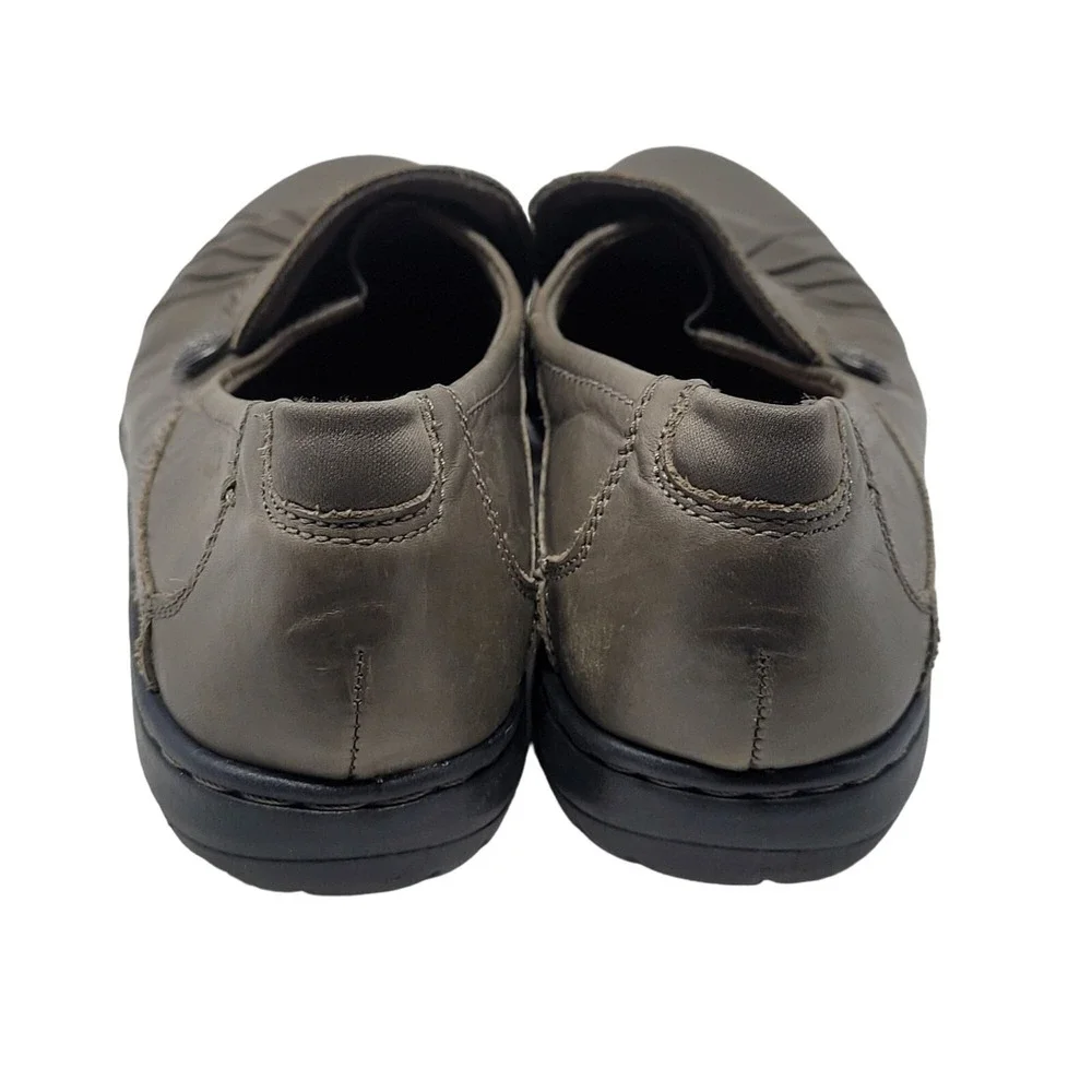 Cobb Hill Paulett Leather Loafers  7.5N Gray Pleated Detail Slip-On Comfort Shoe